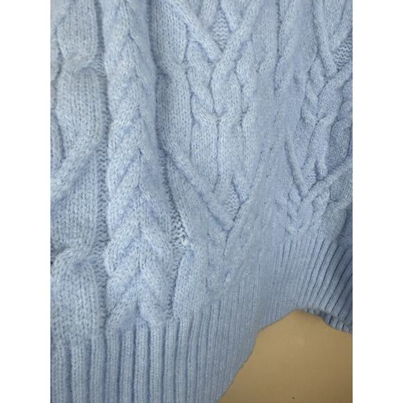 Nordstrom Cable Knit Mock Neck Light Blue Sweater Womens Size XS - Picture 10 of 15